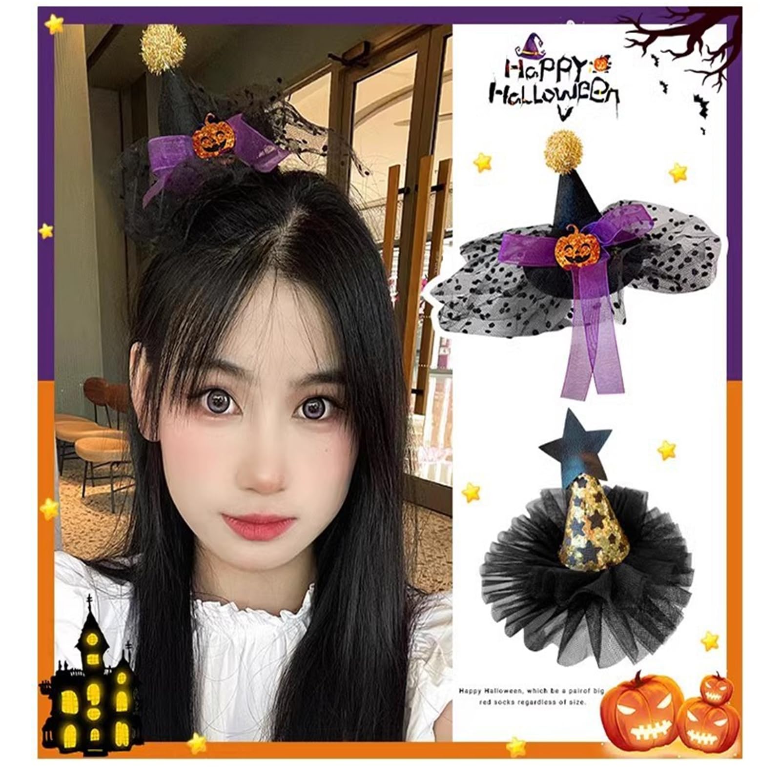 Amazon.co.jp: JIeTao ハロウィンかわいいレースリボンヘアクリップ